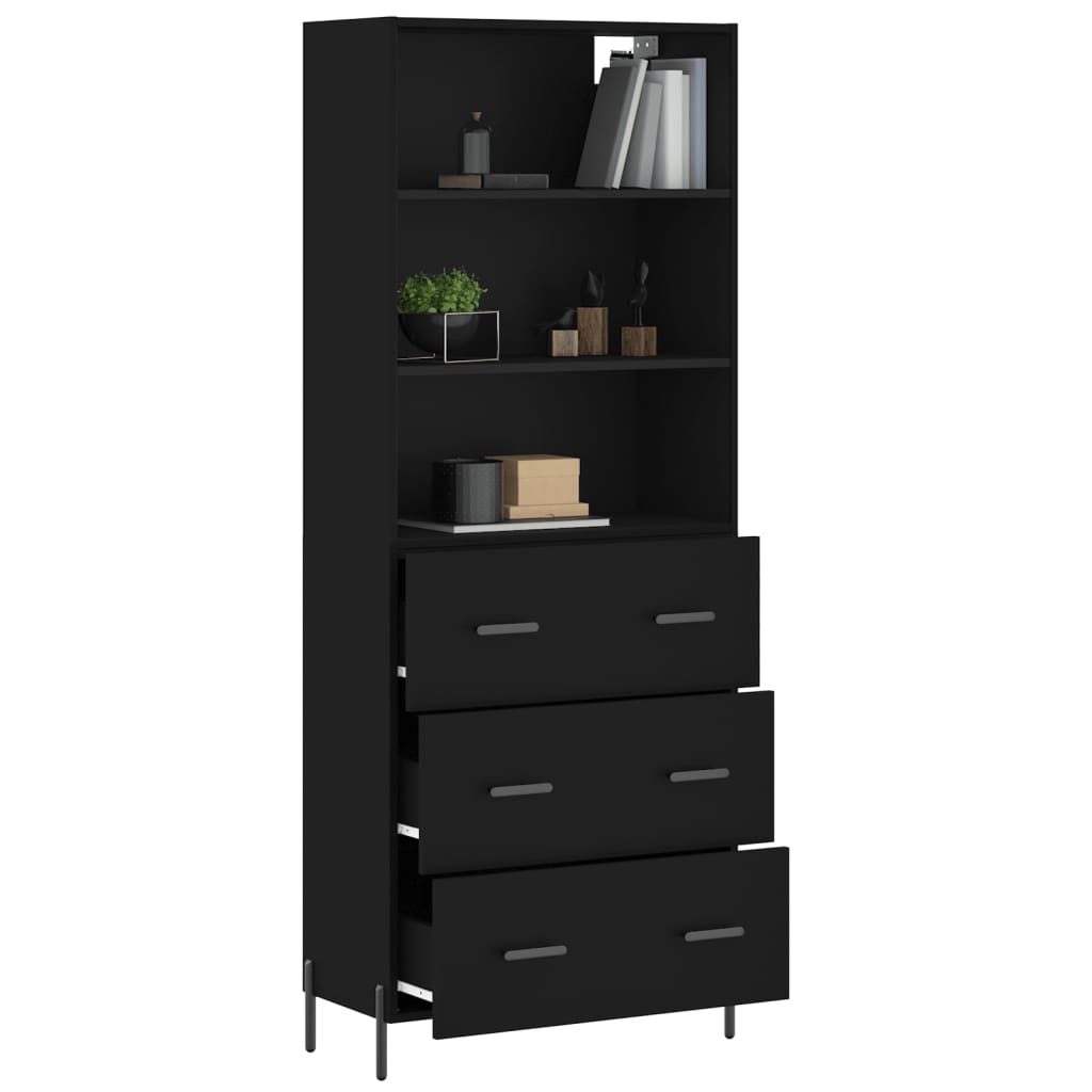 vidaXL Dulap înalt, negru, 69,5x34x180 cm, lemn compozit
