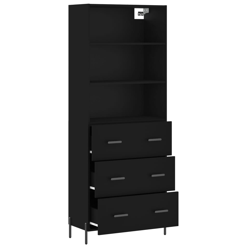 vidaXL Dulap înalt, negru, 69,5x34x180 cm, lemn compozit