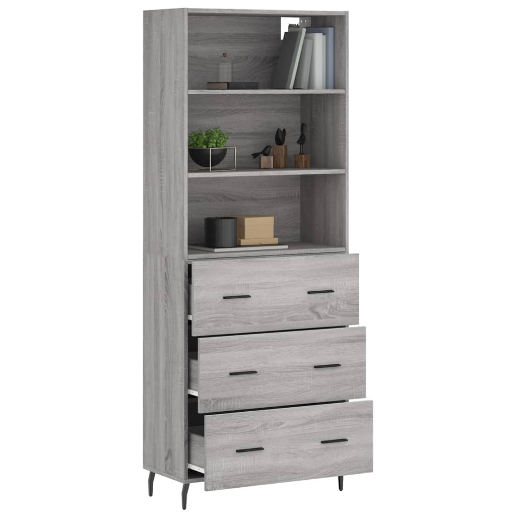 vidaXL Dulap înalt, gri sonoma, 69,5x34x180 cm, lemn compozit