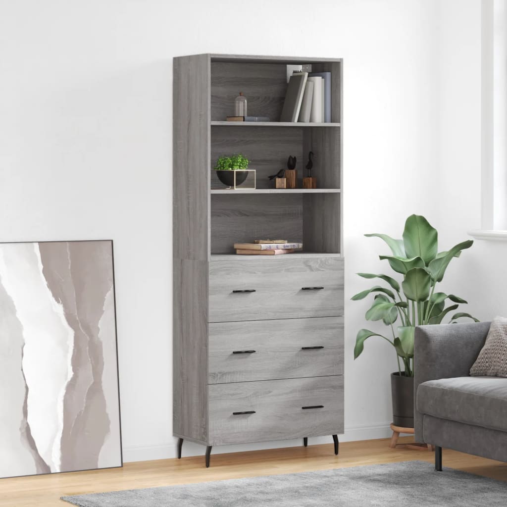 vidaXL Dulap înalt, gri sonoma, 69,5x34x180 cm, lemn compozit
