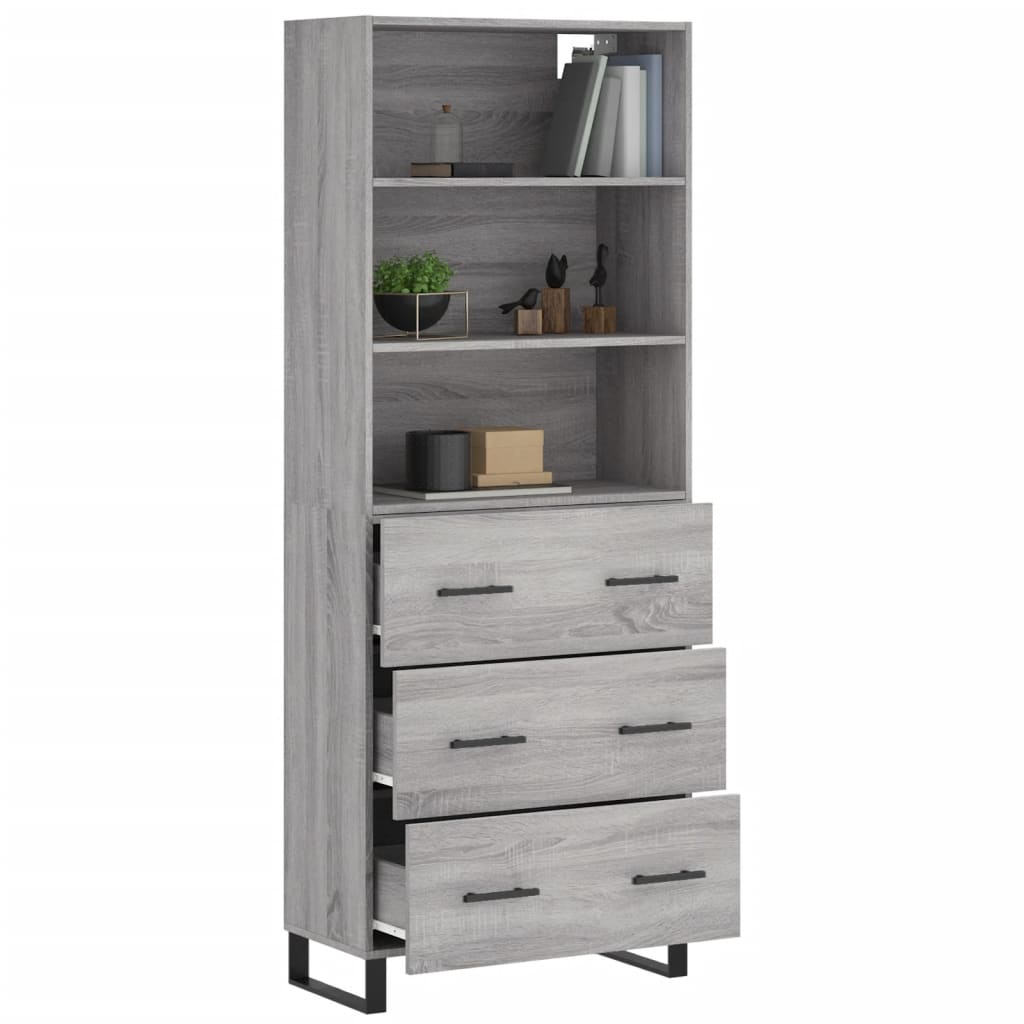 vidaXL Dulap înalt, gri sonoma, 69,5x34x180 cm, lemn compozit