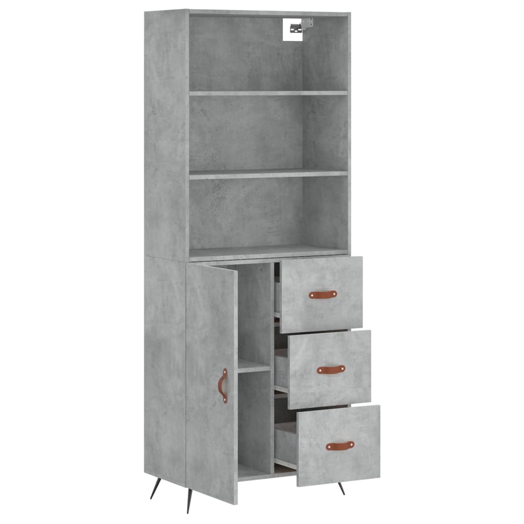 vidaXL Dulap înalt, gri beton, 69,5x34x180, lemn compozit