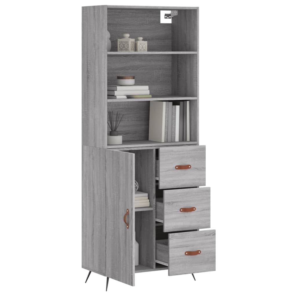 vidaXL Dulap înalt, gri sonoma, 69,5x34x180 cm, lemn compozit