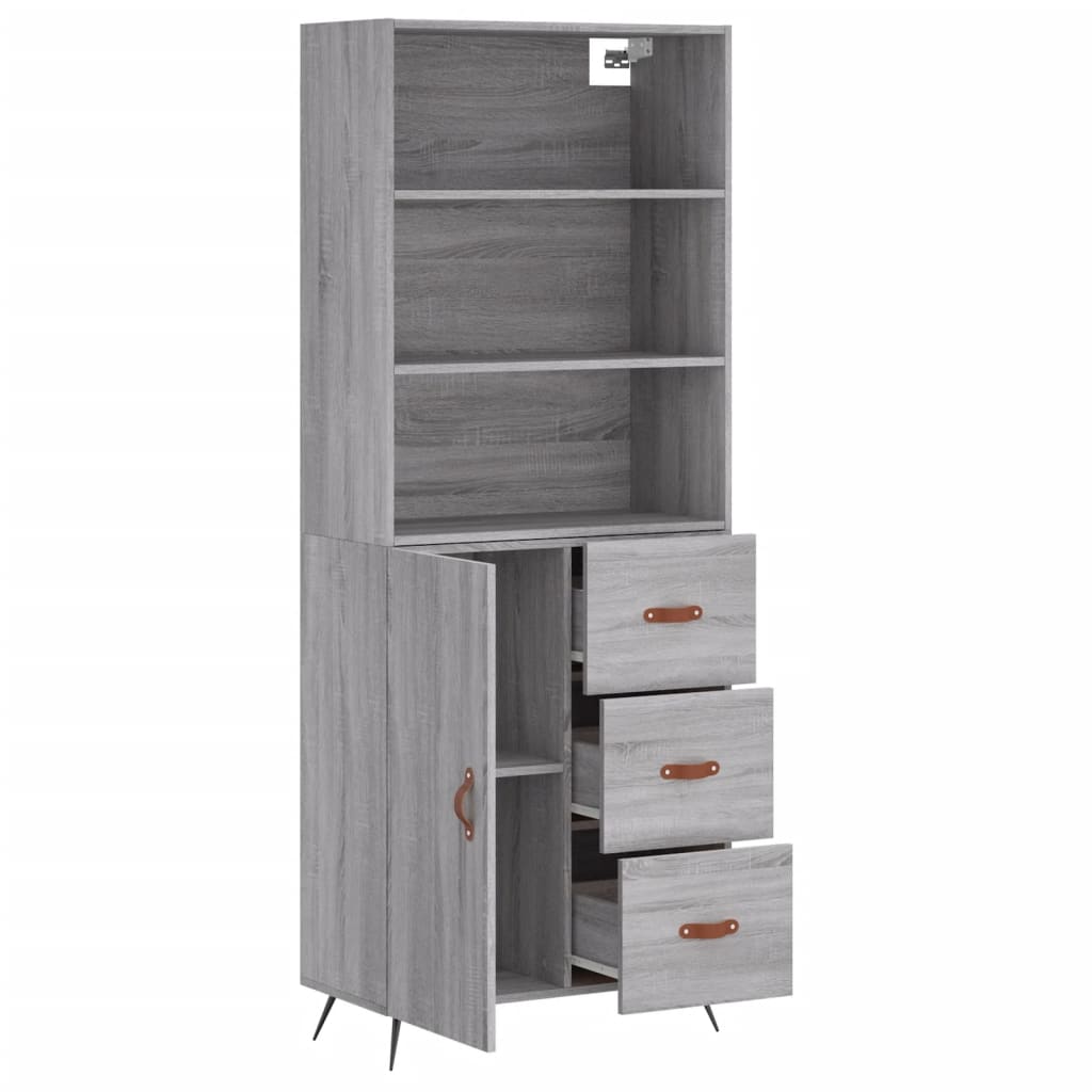 vidaXL Dulap înalt, gri sonoma, 69,5x34x180 cm, lemn compozit