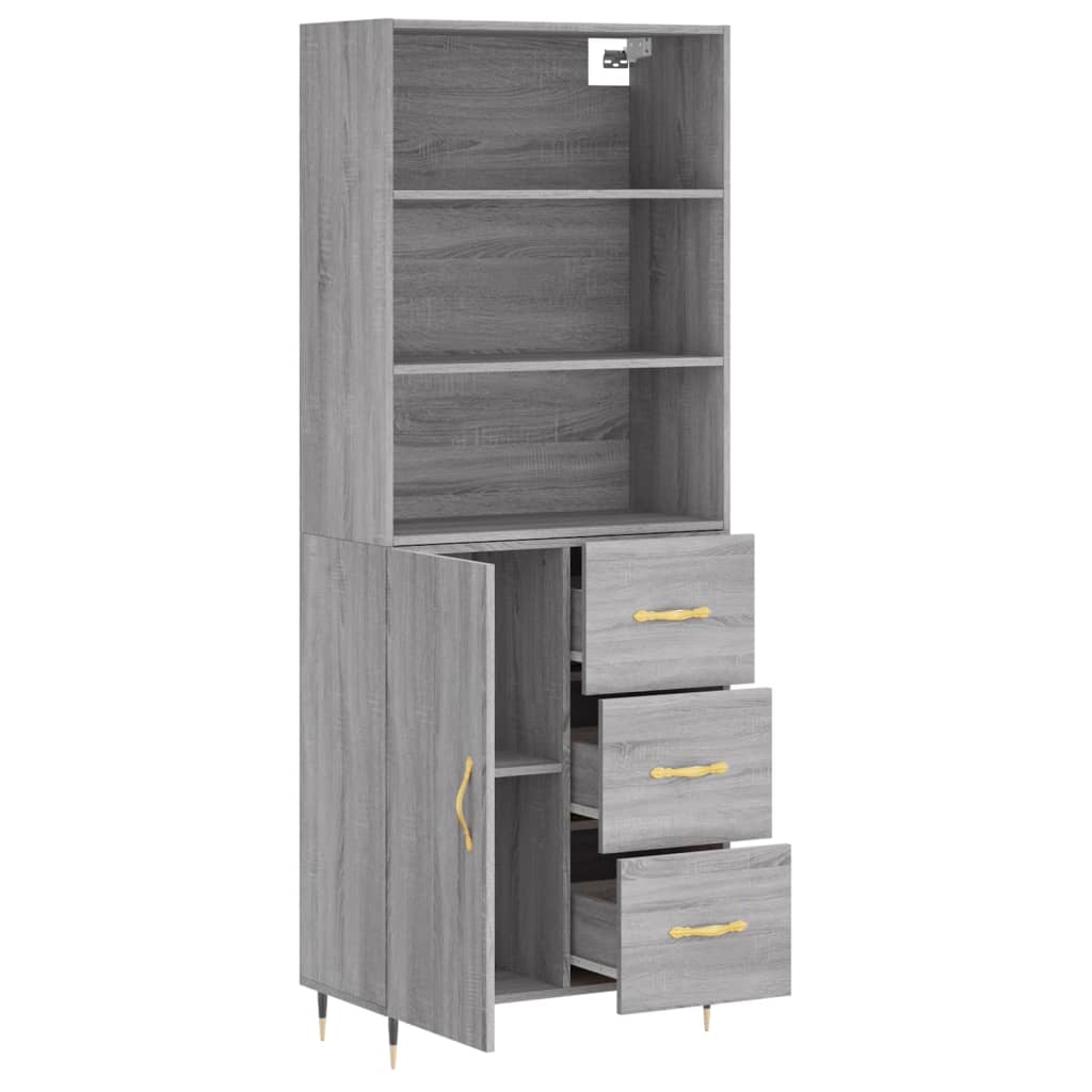 vidaXL Dulap înalt, gri sonoma, 69,5x34x180 cm, lemn compozit