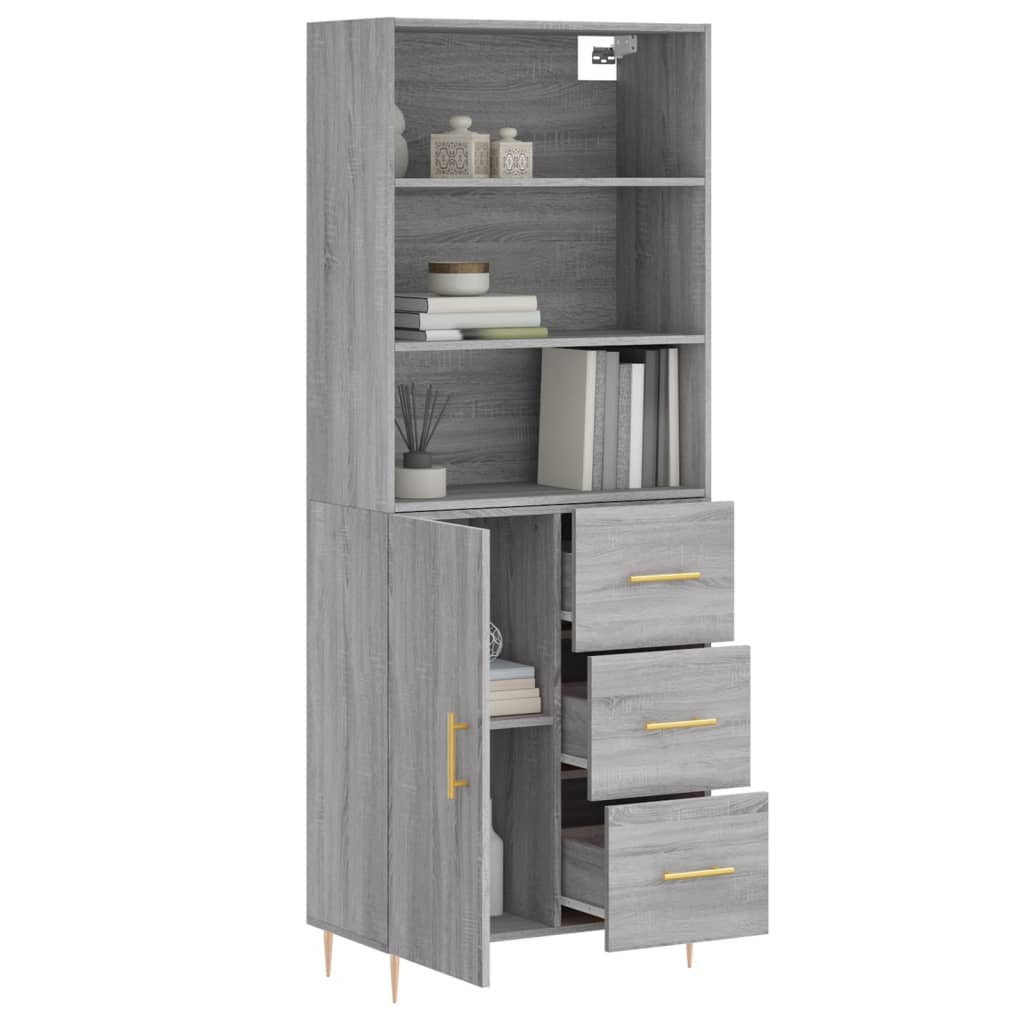 vidaXL Dulap înalt, gri sonoma, 69,5x34x180 cm, lemn compozit