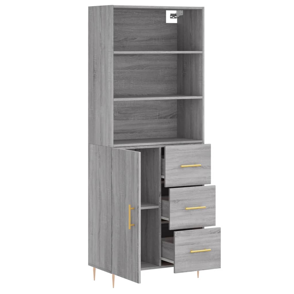 vidaXL Dulap înalt, gri sonoma, 69,5x34x180 cm, lemn compozit