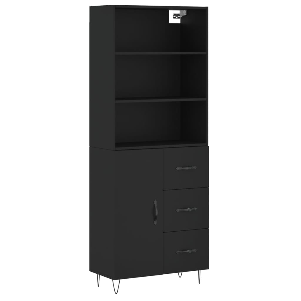 vidaXL Dulap înalt, negru, 69,5x34x180 cm, lemn compozit