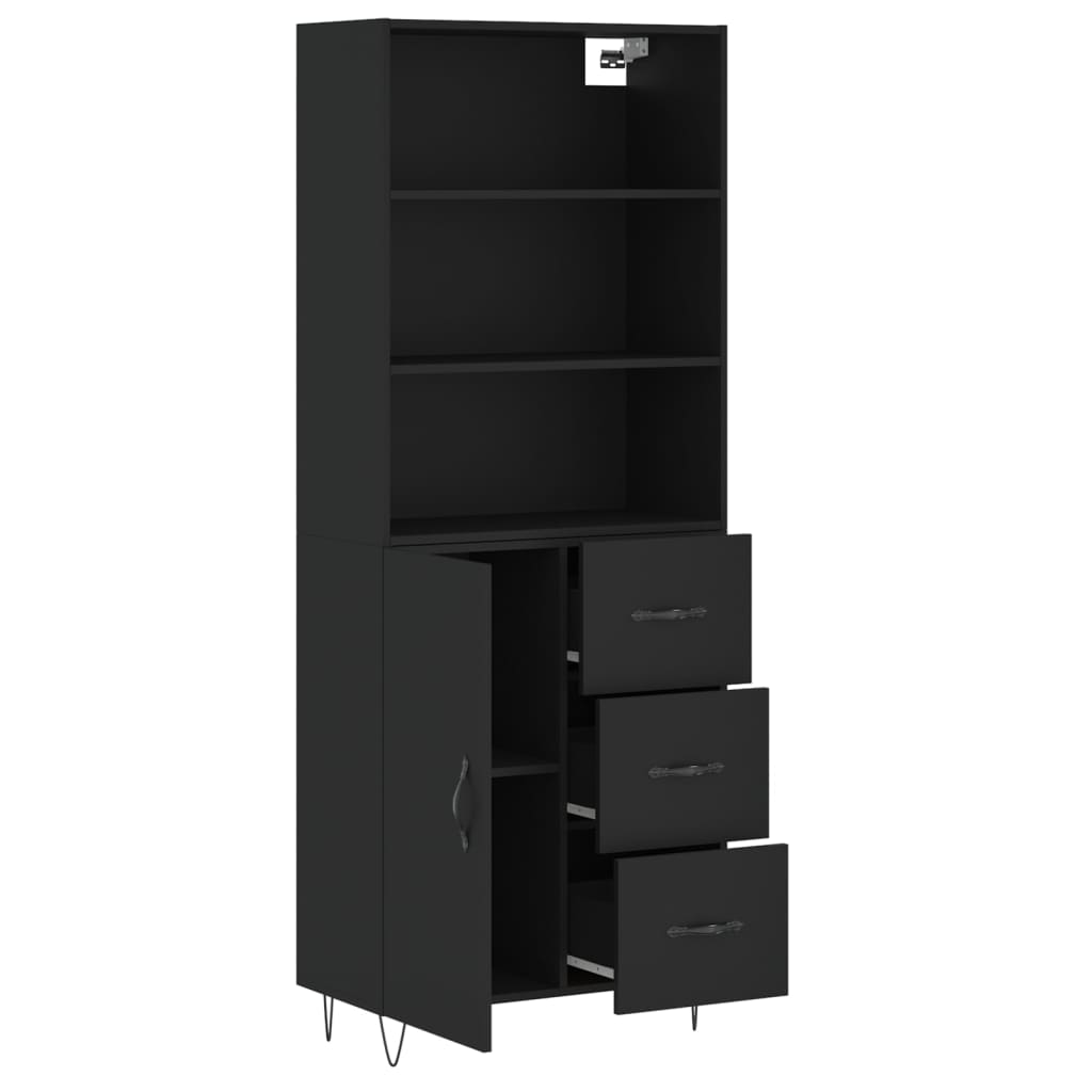 vidaXL Dulap înalt, negru, 69,5x34x180 cm, lemn compozit