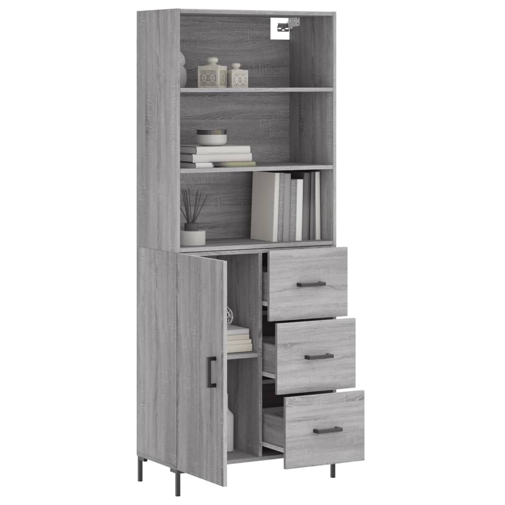 vidaXL Dulap înalt, gri sonoma, 69,5x34x180 cm, lemn compozit