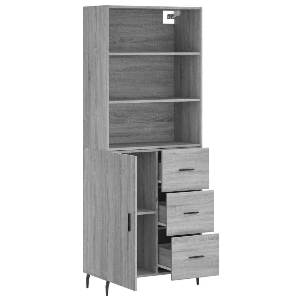 vidaXL Dulap înalt, gri sonoma, 69,5x34x180 cm, lemn compozit