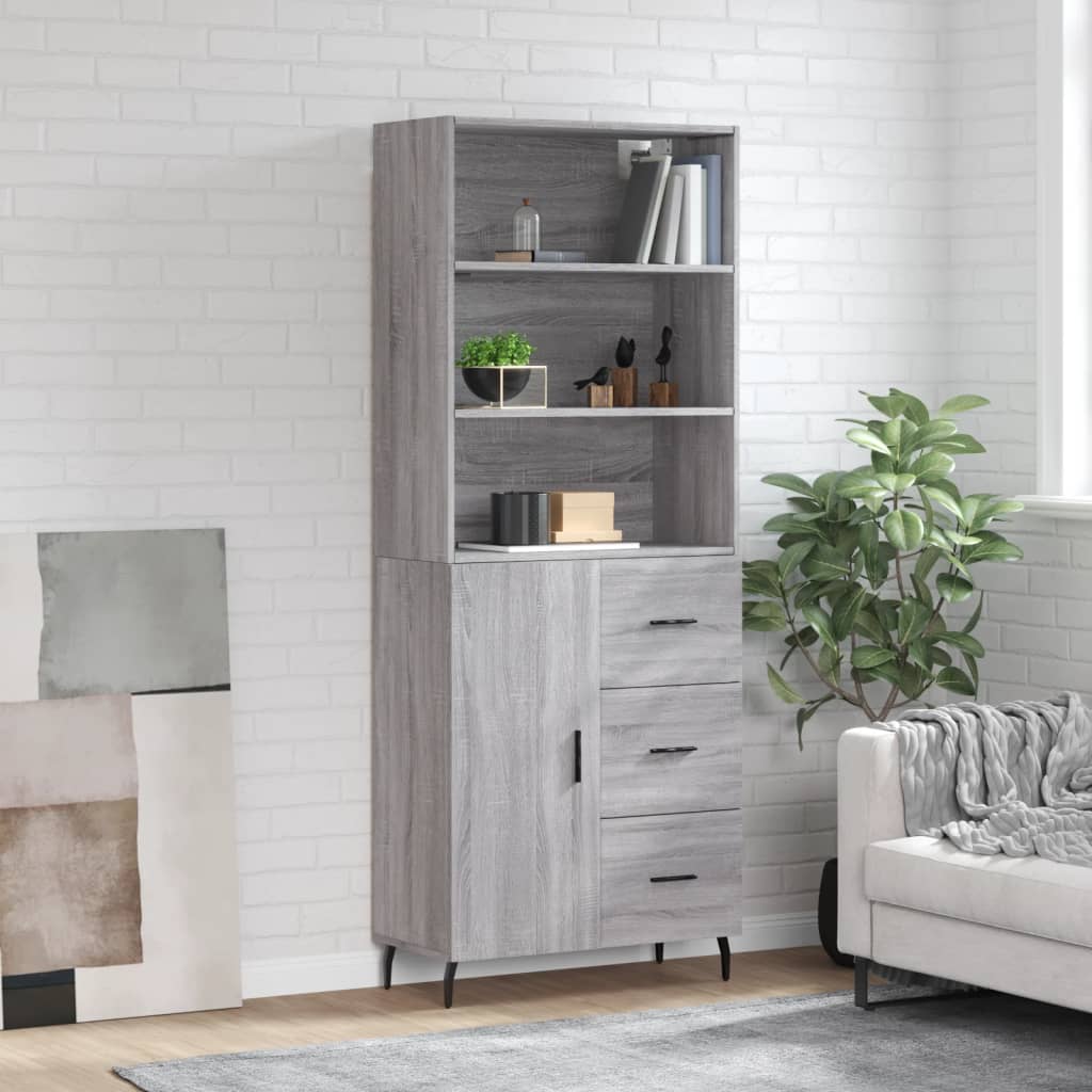 vidaXL Dulap înalt, gri sonoma, 69,5x34x180 cm, lemn compozit