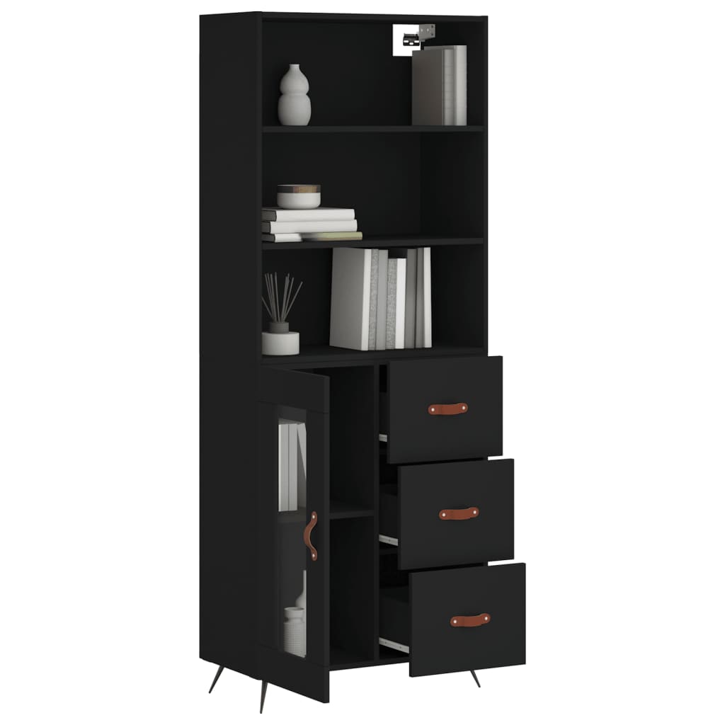 vidaXL Dulap înalt, negru, 69,5x34x180 cm, lemn compozit