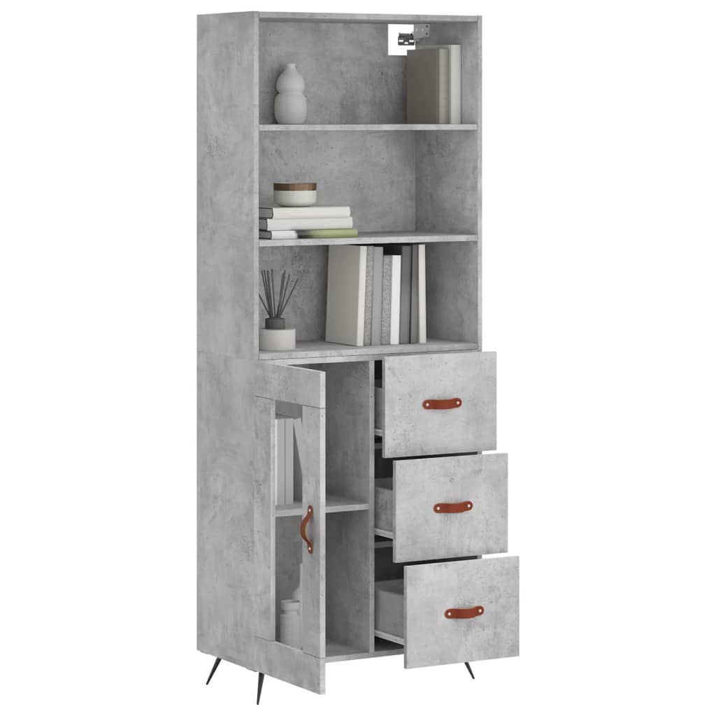 vidaXL Dulap înalt, gri beton, 69,5x34x180, lemn compozit