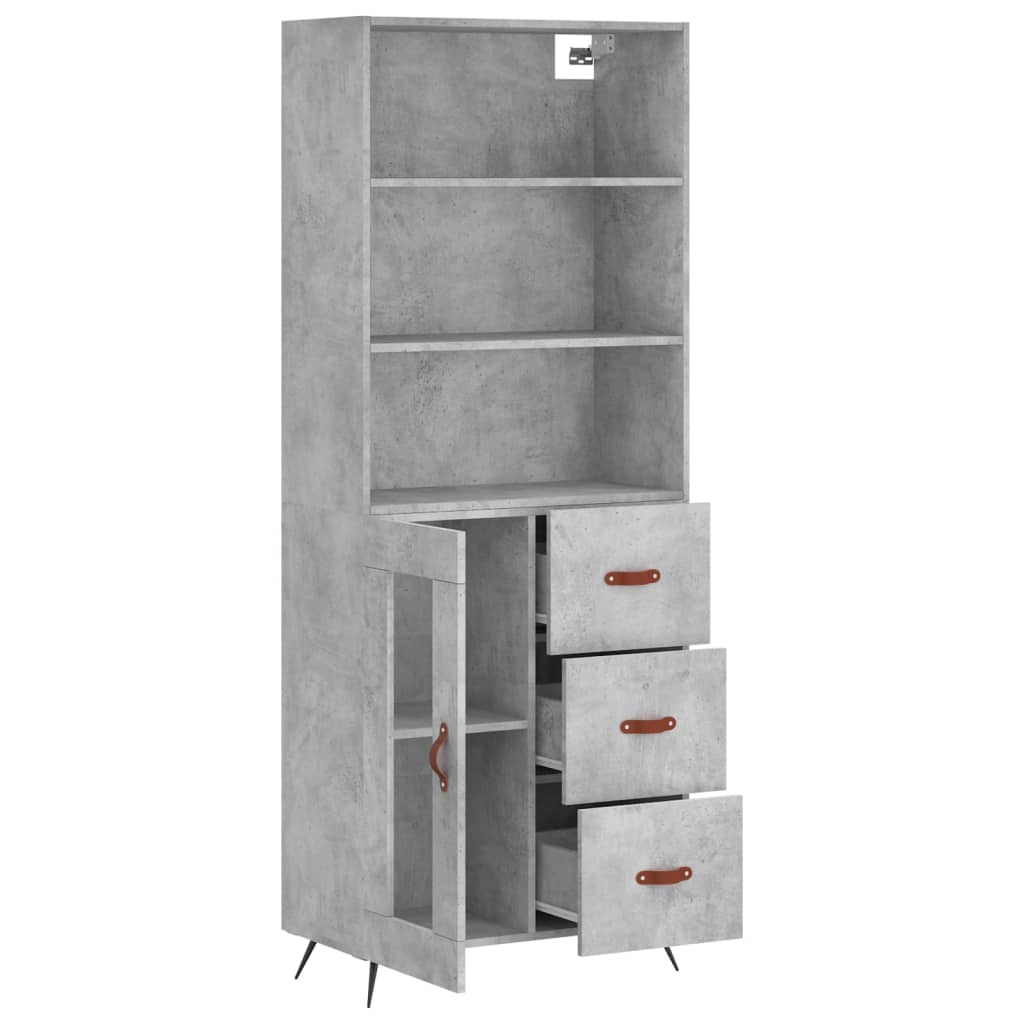 vidaXL Dulap înalt, gri beton, 69,5x34x180, lemn compozit