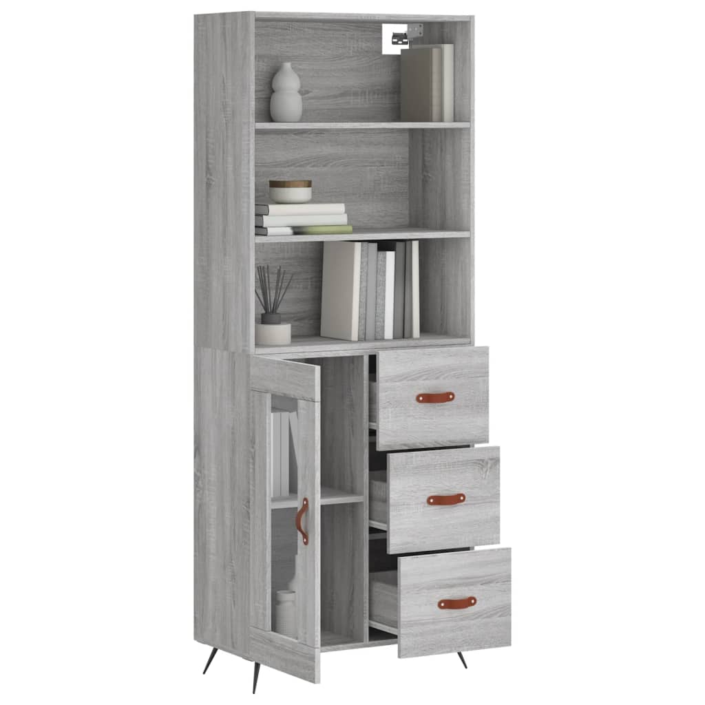 vidaXL Dulap înalt, gri sonoma, 69,5x34x180 cm, lemn compozit