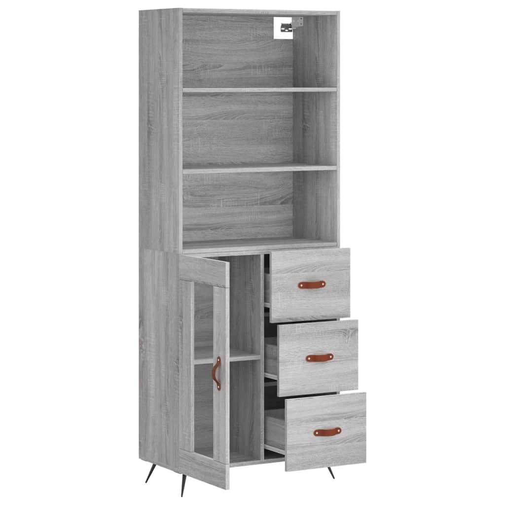vidaXL Dulap înalt, gri sonoma, 69,5x34x180 cm, lemn compozit