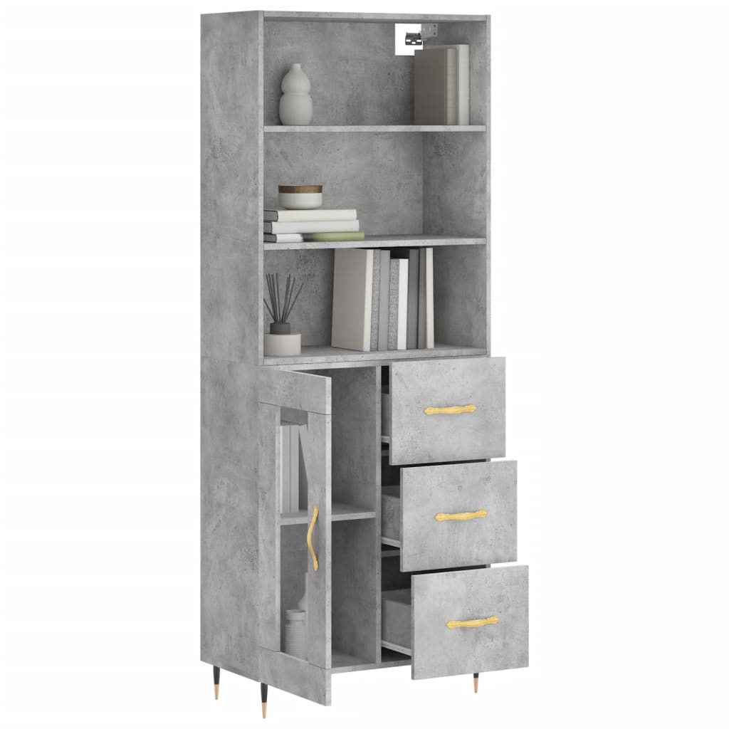 vidaXL Dulap înalt, gri beton, 69,5x34x180, lemn compozit