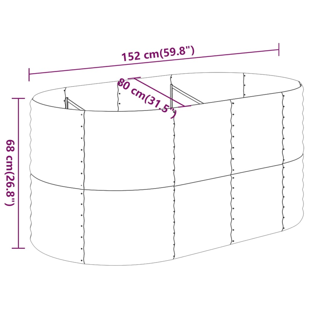 vidaXL Strat înălțat grădină gri 152x80x68cm oțel galvanizat