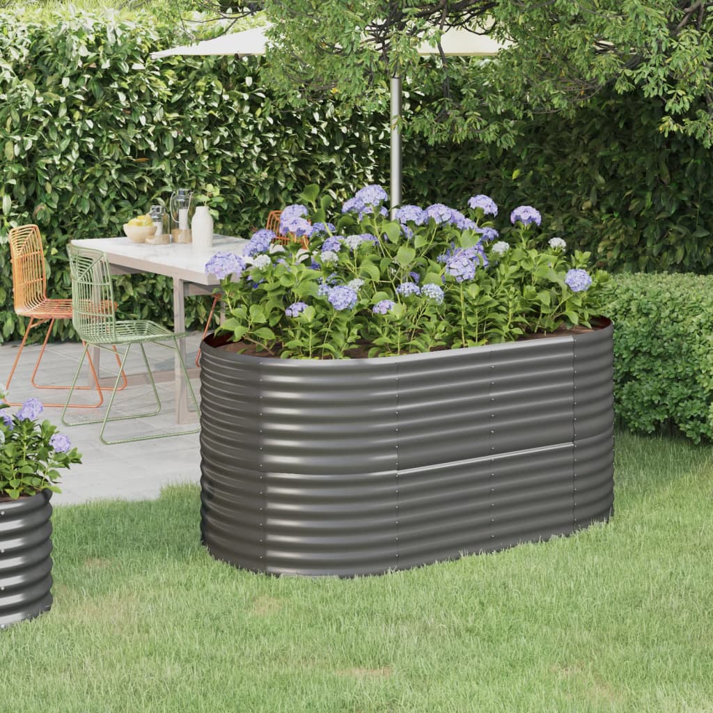 vidaXL Strat înălțat grădină gri 152x80x68cm oțel galvanizat
