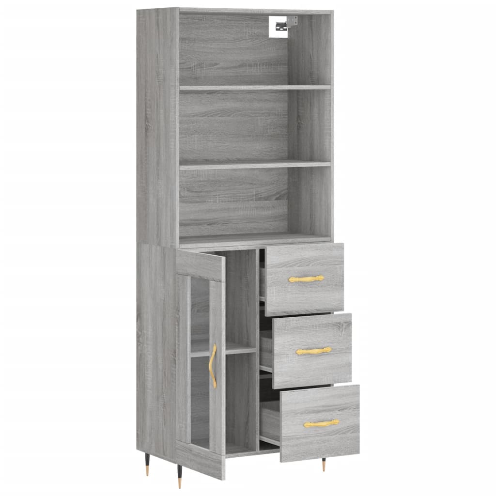 vidaXL Dulap înalt, gri sonoma, 69,5x34x180 cm, lemn compozit