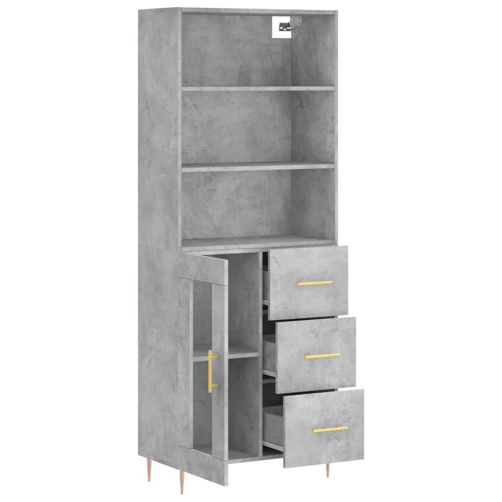 vidaXL Dulap înalt, gri beton, 69,5x34x180, lemn compozit