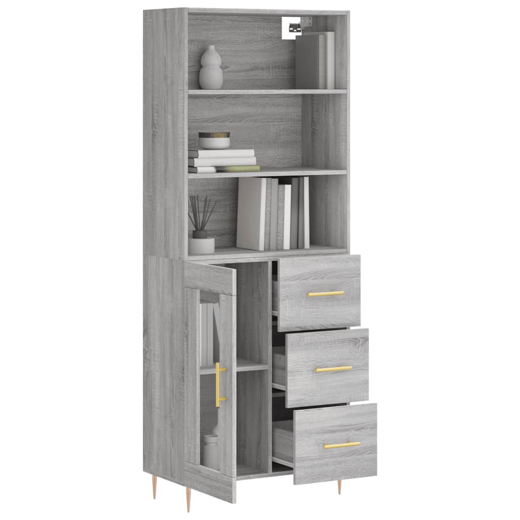 vidaXL Dulap înalt, gri sonoma, 69,5x34x180 cm, lemn compozit
