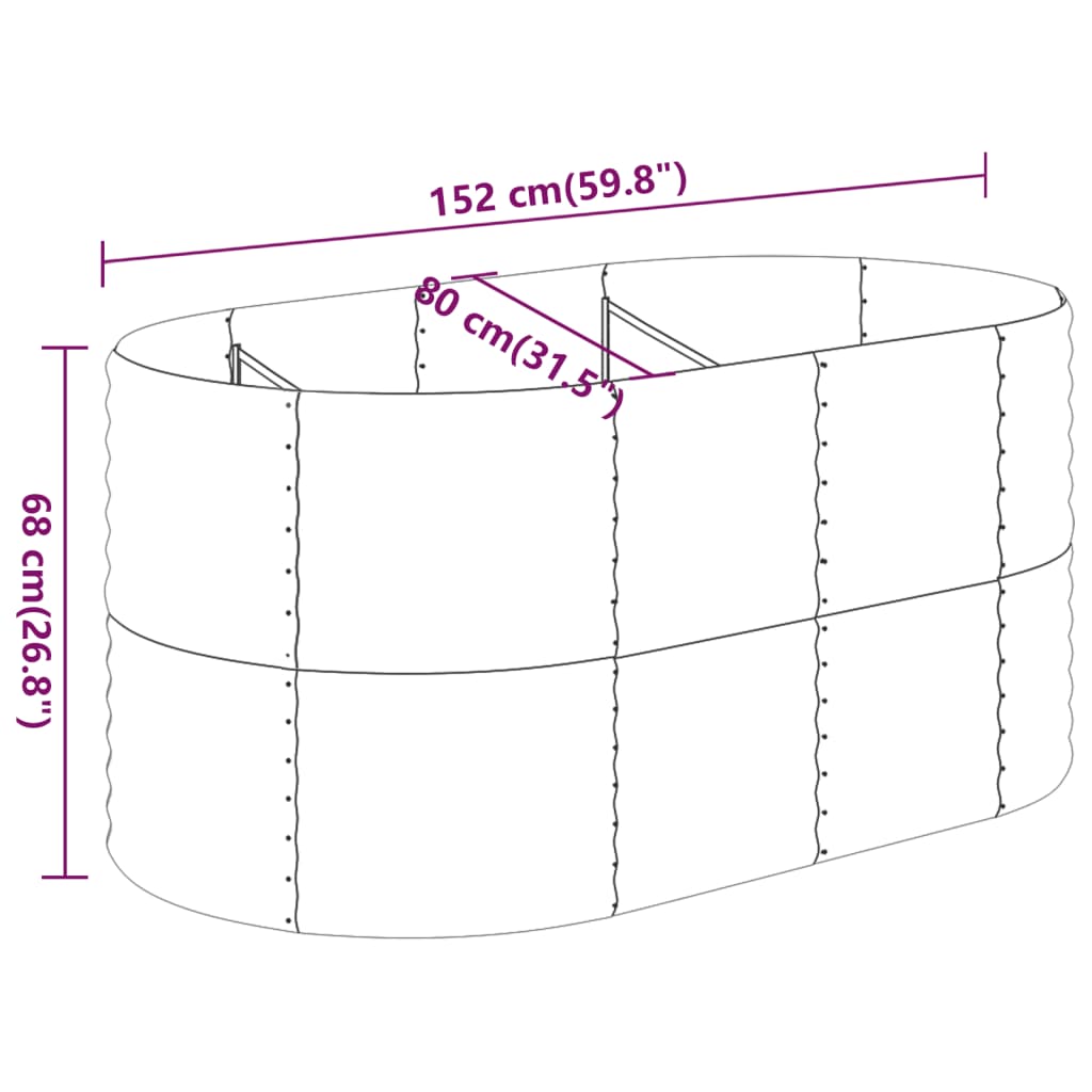 vidaXL Strat înălțat grădină 152x80x68 cm oțel galvanizat