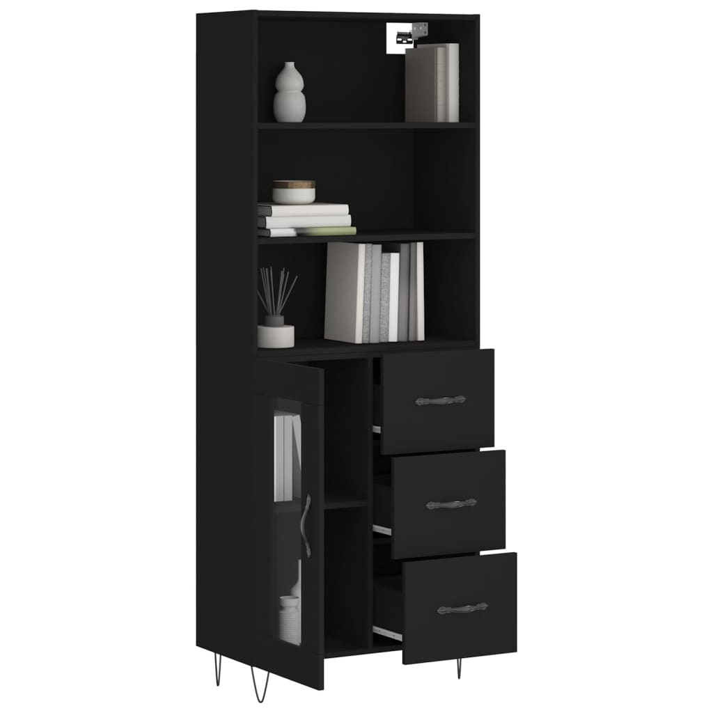 vidaXL Dulap înalt, negru, 69,5x34x180 cm, lemn compozit