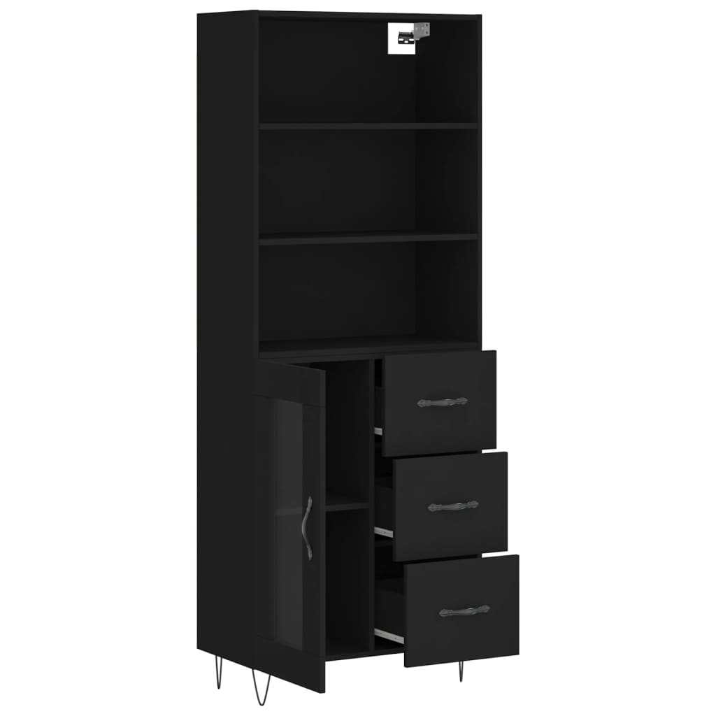 vidaXL Dulap înalt, negru, 69,5x34x180 cm, lemn compozit