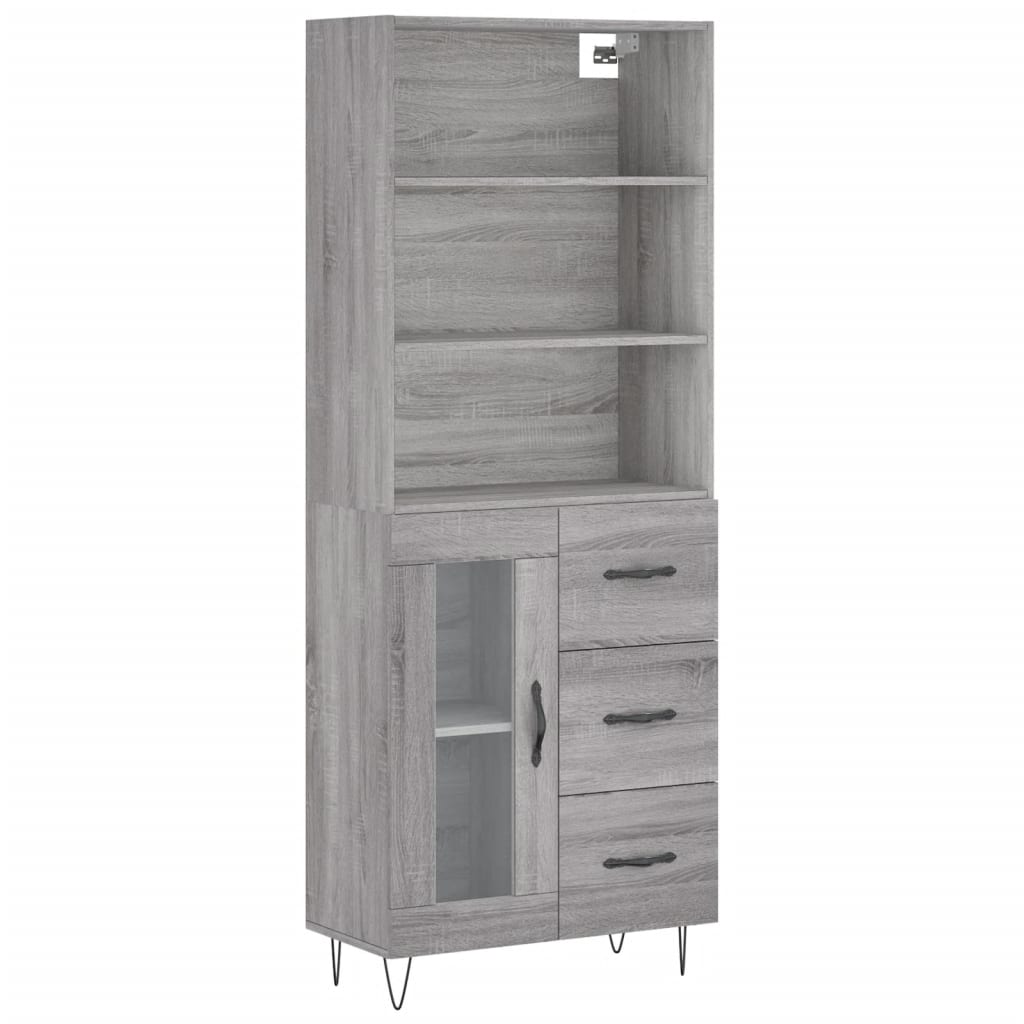 vidaXL Dulap înalt, gri sonoma, 69,5x34x180 cm, lemn compozit