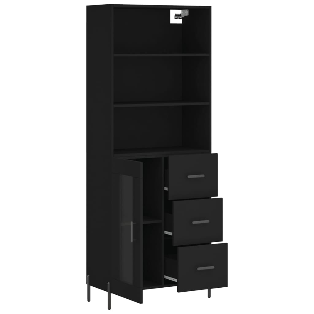 vidaXL Dulap înalt, negru, 69,5x34x180 cm, lemn compozit