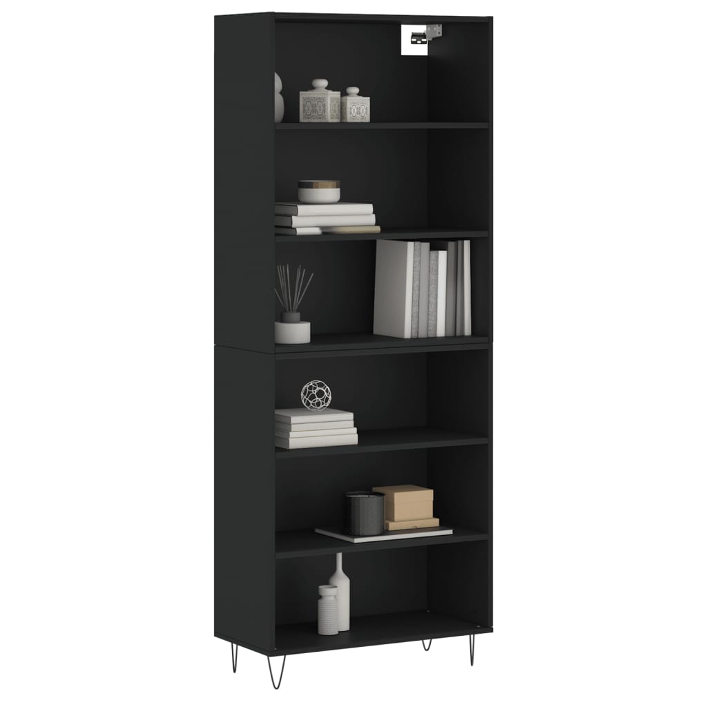vidaXL Dulap înalt, negru, 69,5x32,5x180 cm, lemn prelucrat