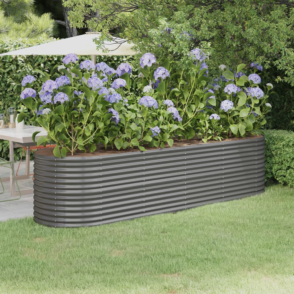 vidaXL Strat înălțat grădină gri 296x80x68cm oțel galvanizat