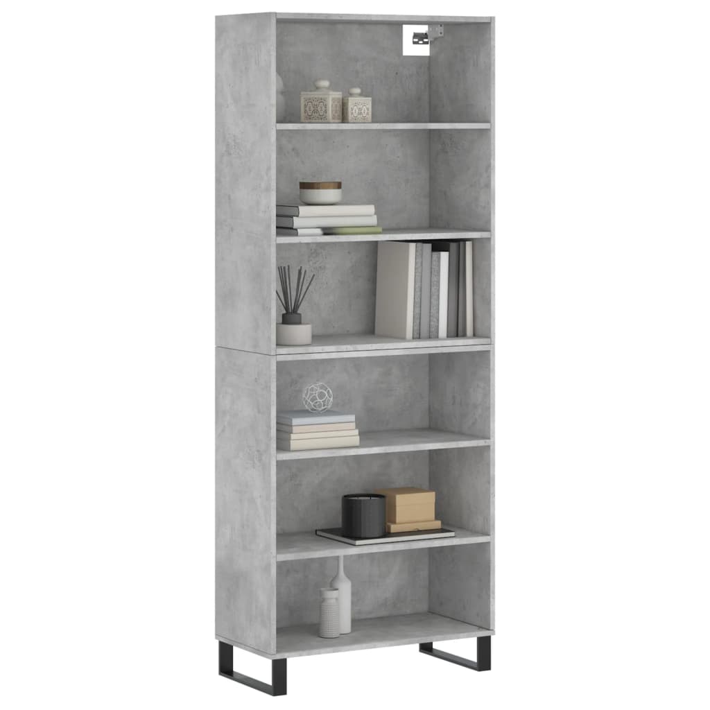 vidaXL Dulap înalt, gri beton, 69,5x32,5x180 cm, lemn compozit
