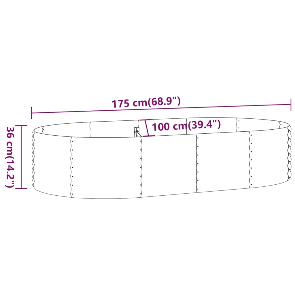 vidaXL Strat înălțat grădină 175x100x36 cm oțel galvanizat