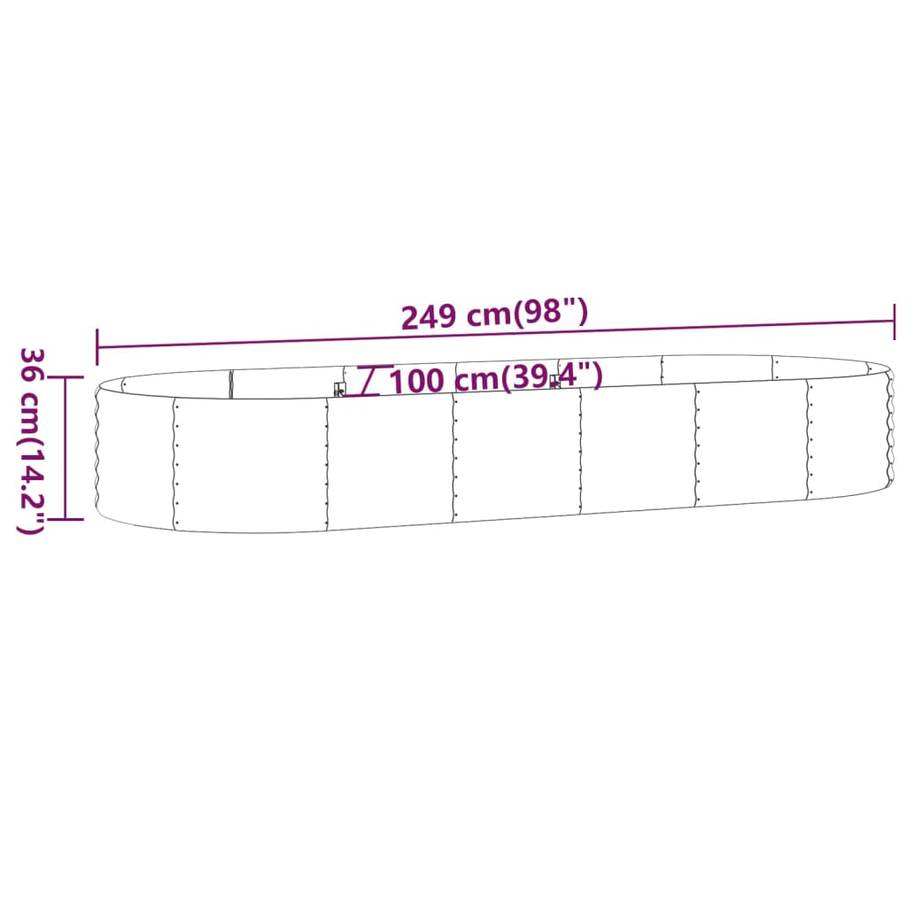 vidaXL Strat înălțat grădină 249x100x36 cm oțel galvanizat