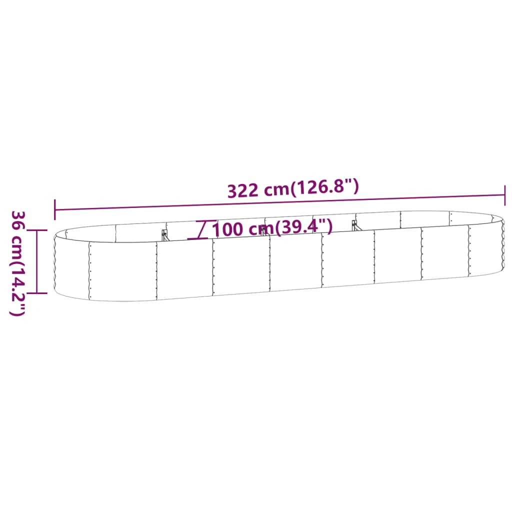 vidaXL Strat înălțat grădină 322x100x36 cm oțel vopsit electrostatic