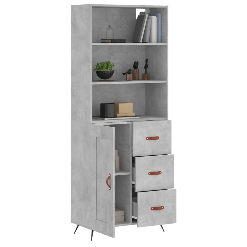 vidaXL Dulap înalt, gri beton, 69,5x34x180, lemn compozit