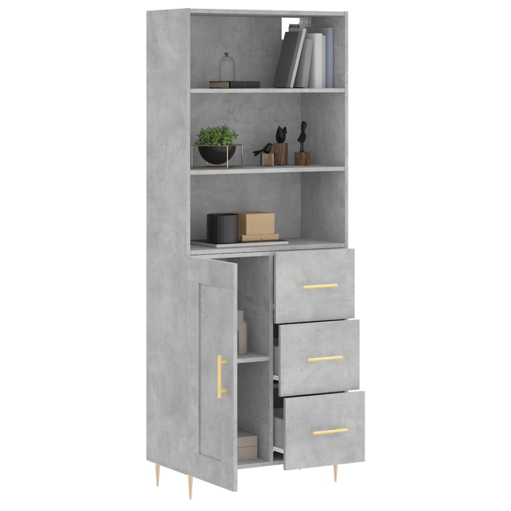 vidaXL Dulap înalt, gri beton, 69,5x34x180, lemn compozit