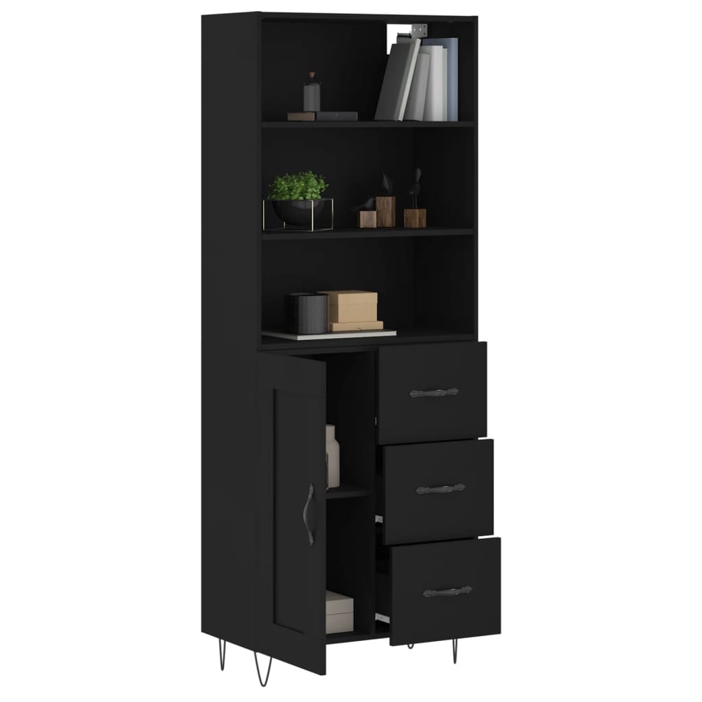 vidaXL Dulap înalt, negru, 69,5x34x180 cm, lemn compozit