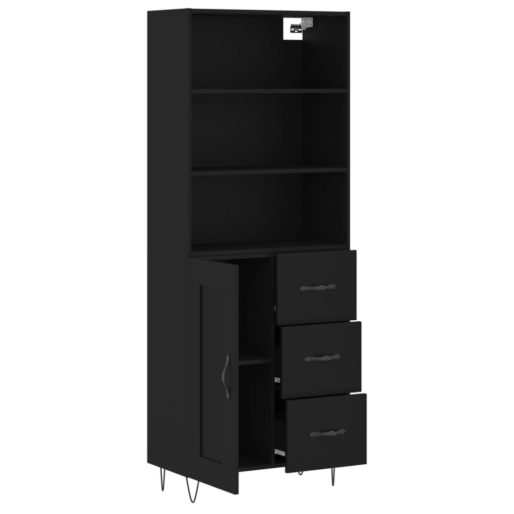 vidaXL Dulap înalt, negru, 69,5x34x180 cm, lemn compozit