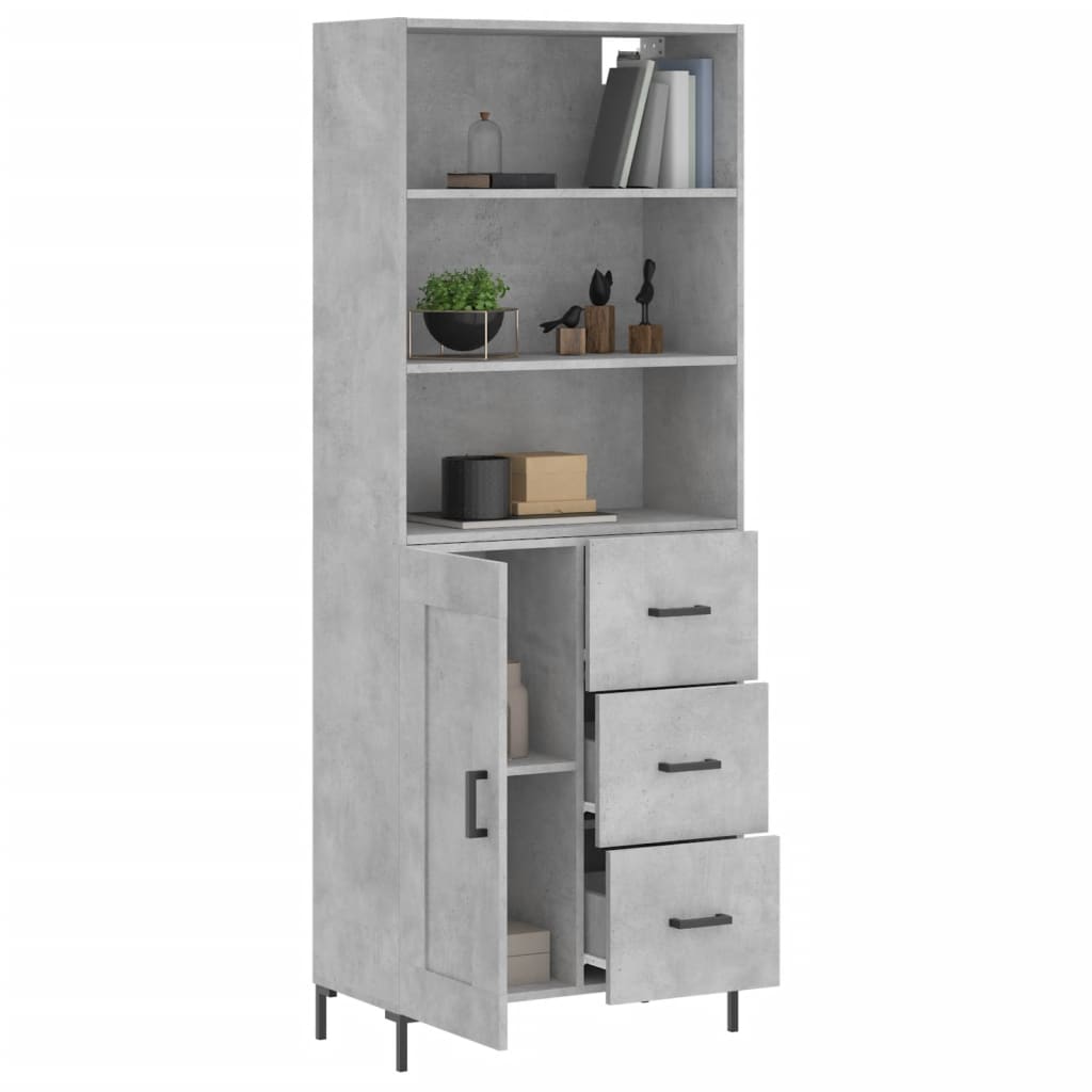 vidaXL Dulap înalt, gri beton, 69,5x34x180, lemn compozit