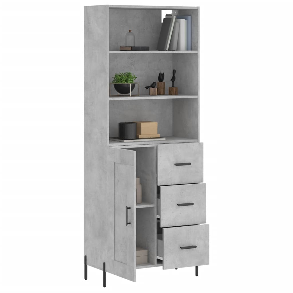 vidaXL Dulap înalt, gri beton, 69,5x34x180, lemn compozit
