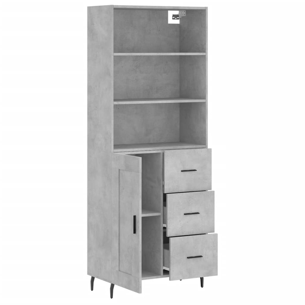 vidaXL Dulap înalt, gri beton, 69,5x34x180, lemn compozit