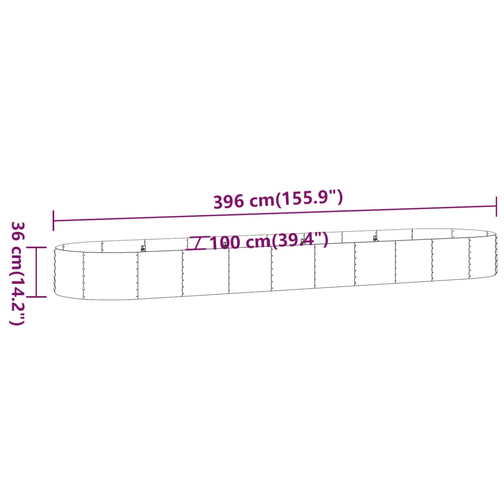vidaXL Strat înălțat grădină 396x100x36 cm oțel vopsit electrostatic