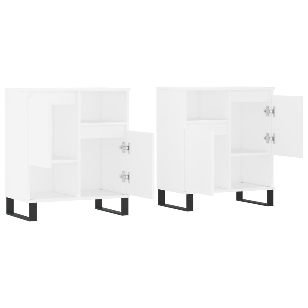 vidaXL Servante, 2 piese, alb, lemn prelucrat