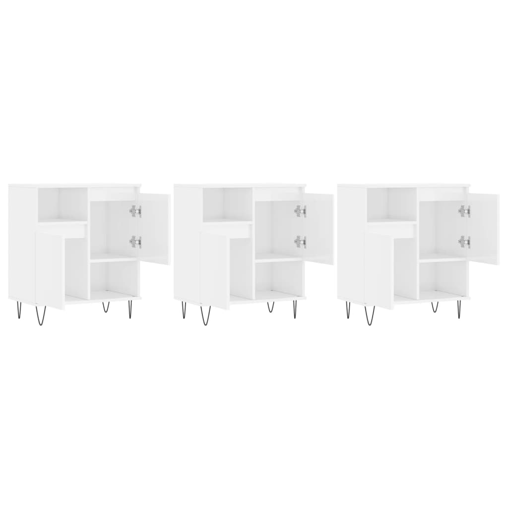 vidaXL Servante, 3 piese, alb extralucios, lemn prelucrat vidaXL Servante, 3 piese, alb extralucios, lemn prelucrat