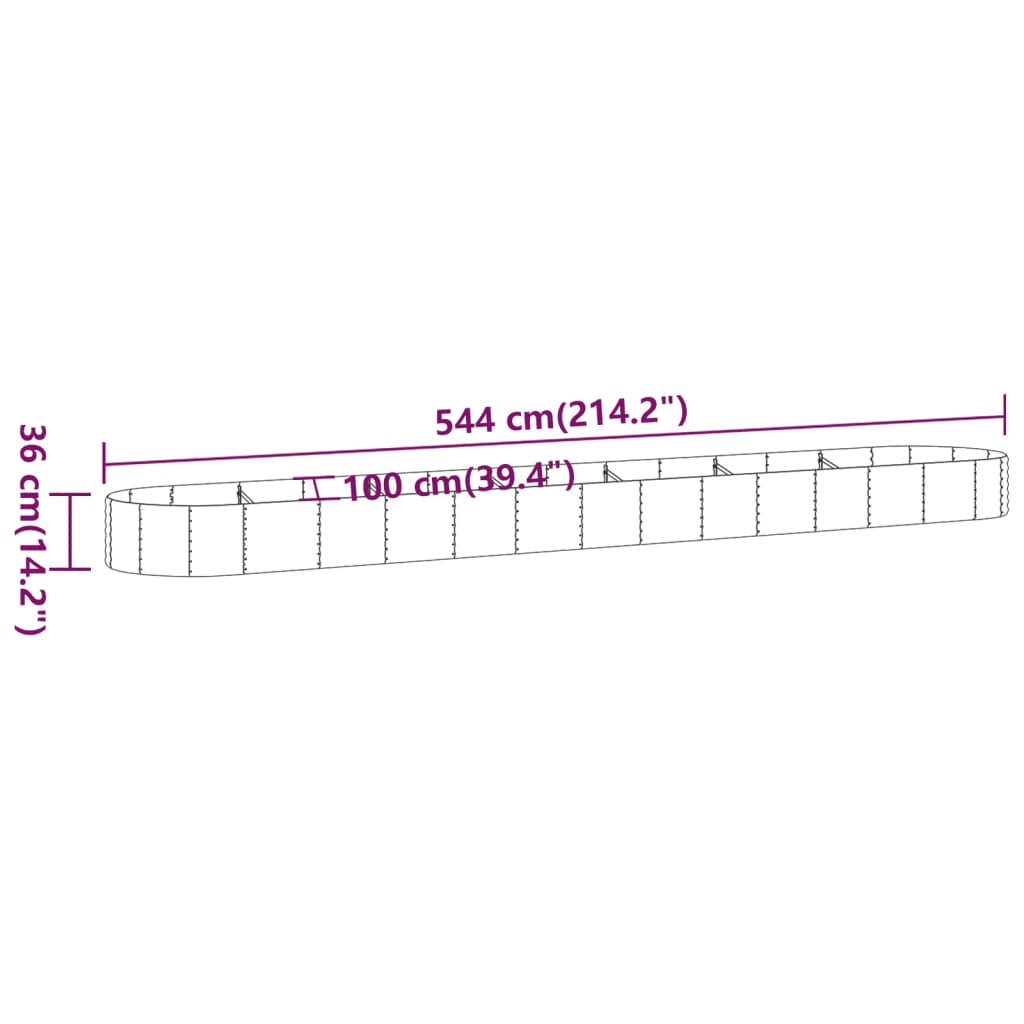 vidaXL Strat înălțat grădină 544x100x36 cm oțel galvanizat