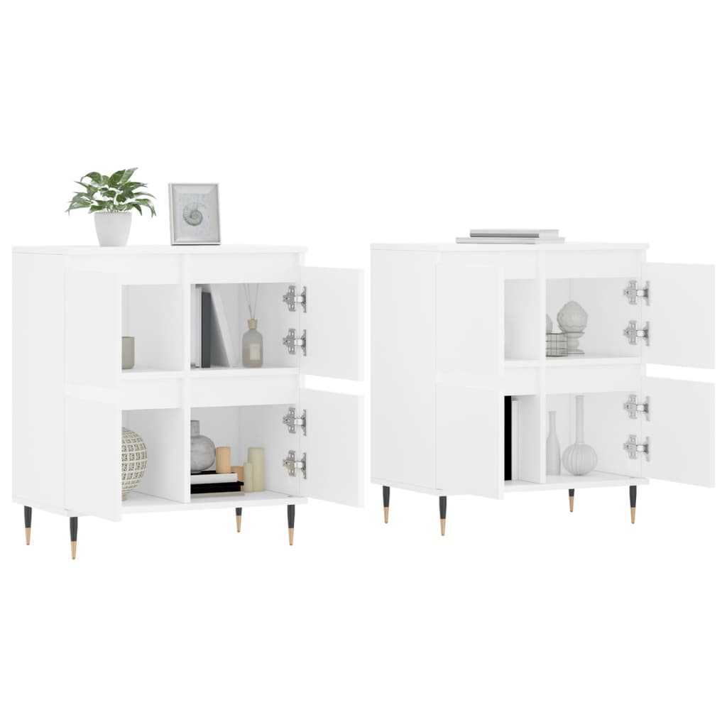 vidaXL Servante, 2 piese, alb, lemn prelucrat